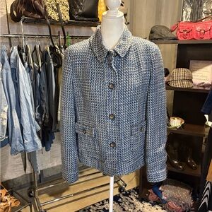 Talbots Blue and White Tweed Blazer